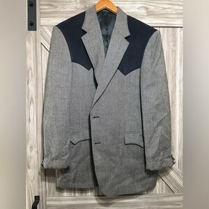 Circle S 100% Wool Western charcoal grey and black sport coat